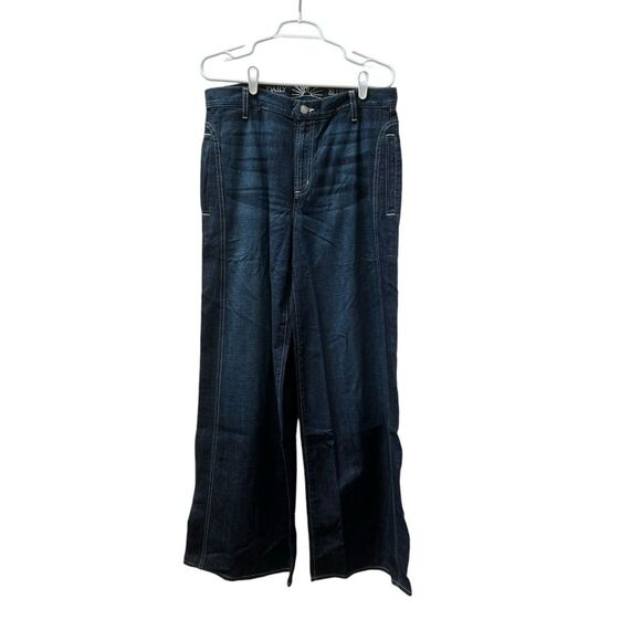 Daily Blue Easy Jeans Women's Wide Leg‎ Flare Dark Wash Denim Pants - Picture 1 of 8